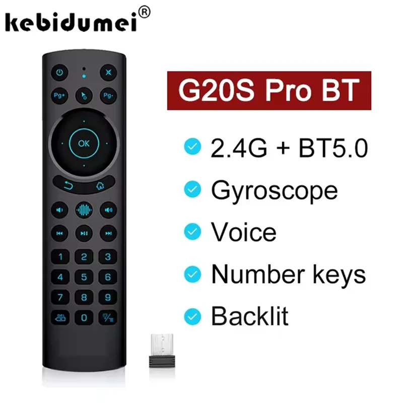 G20S PRO BT Air Mouse mit Hintergrundbeleuchtung, 2,4G Kabellose Gyroskop-Smartfernbedienung mit Sprachsteuerung und IR-Lernfunktion für Android TV Box Image