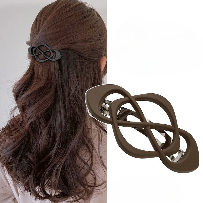 Japanische koreanische hohle Metall-Haarspange – minimalistische Federklemme für den Hinterkopf für Prinzessin-Pferdeschwanz, elegantes Geschenk für das neue Jahr Image