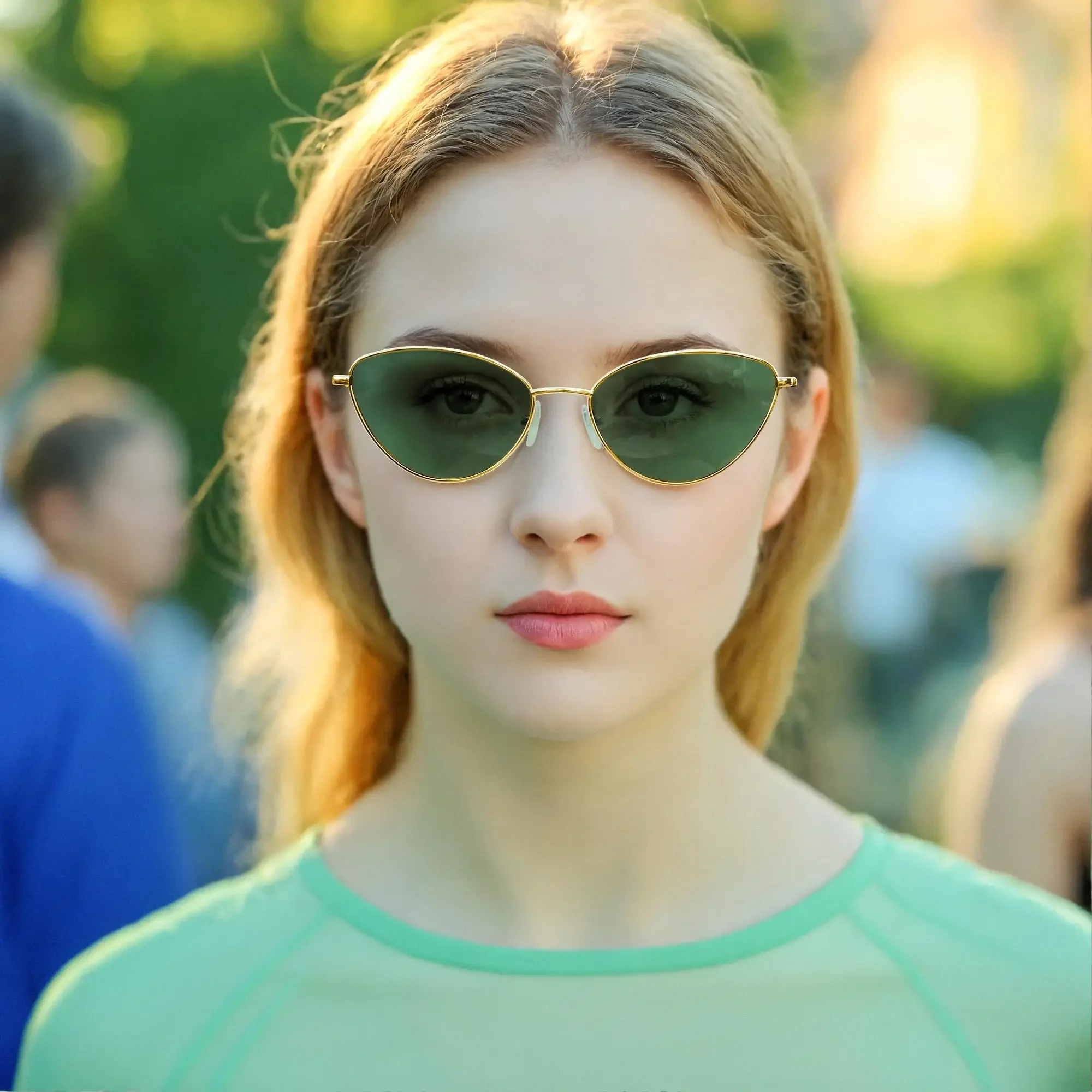 BLUEMOKY UV400-Schutz-Sonnenbrille für Damen, Metall-Cat-Eye-Rahmen, polarisierte modische Brille für den täglichen Gebrauch, leicht Image