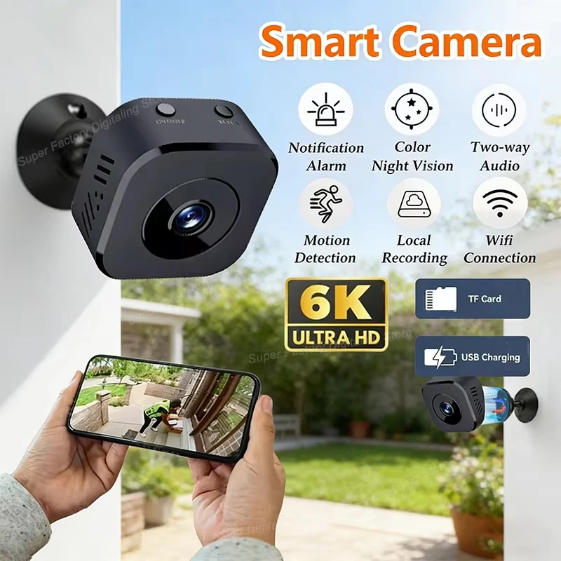 Mini-Sicherheitskamera Pro 4K FullHD WLAN-Überwachung mit 2-Wege-Audio, Bewegungserkennung, Infrarot-Nachtsicht-Sicherheitskamera Image