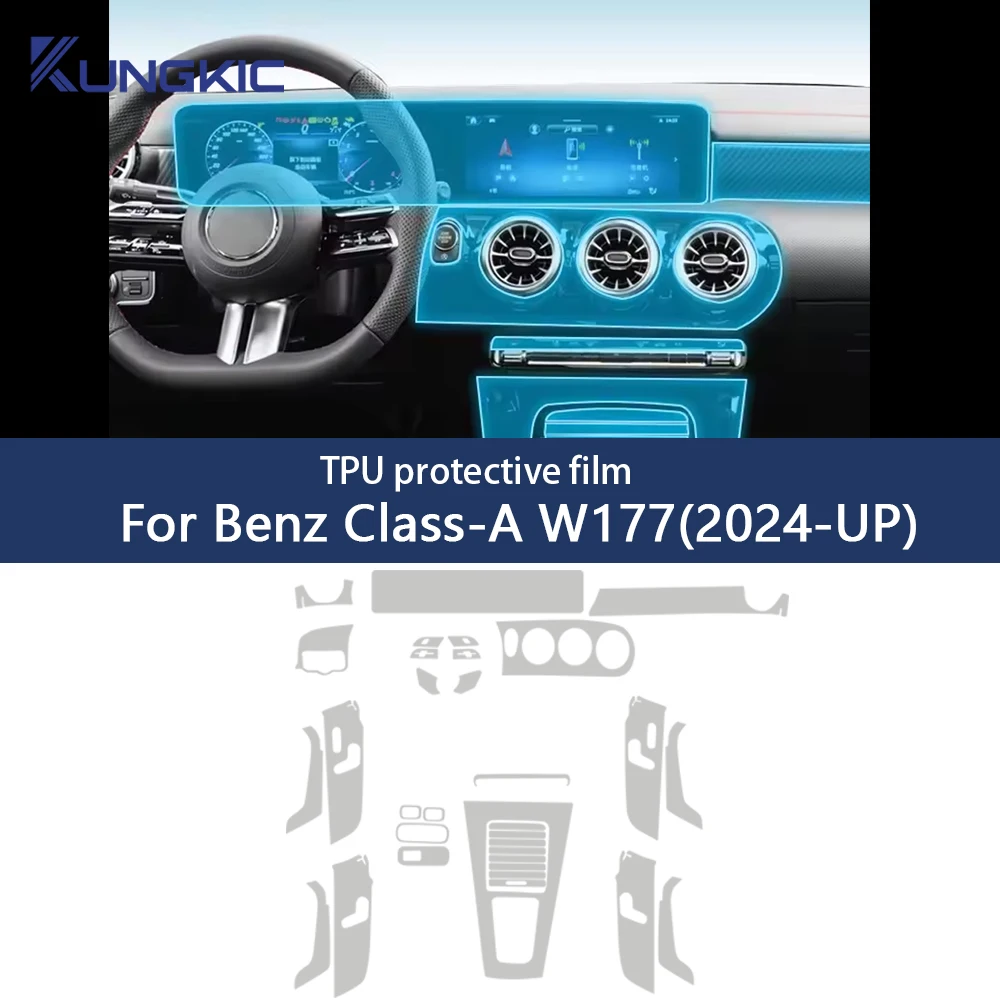 TPU-Schutz-Innenfolie für Mercedes Benz MB A-Klasse W177 2024 2025, Auto-Mittelkonsole, transparent, kratzfest, Reparatur Image