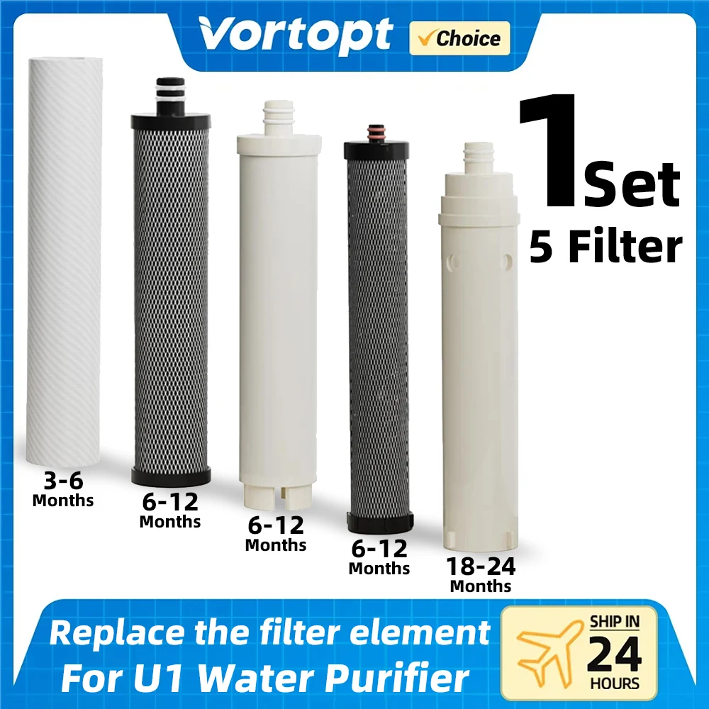 Vortopt Ersatzfilterkartuschenset PP/CTO/GAC/PGA/UF 1 Set 5 Stück für U1 Küchenfiltrationssystem Image