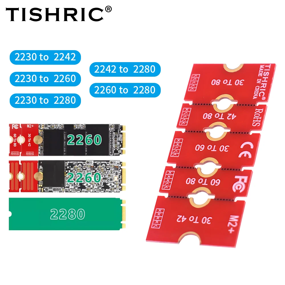 TISHRIC M.2 SSD-Verlängerungsadapter M2 Solid-State-Laufwerk 2230 2242 2260 auf 2280 Verlängerungshalterung Karte Riser Transfer Konvertieren Image