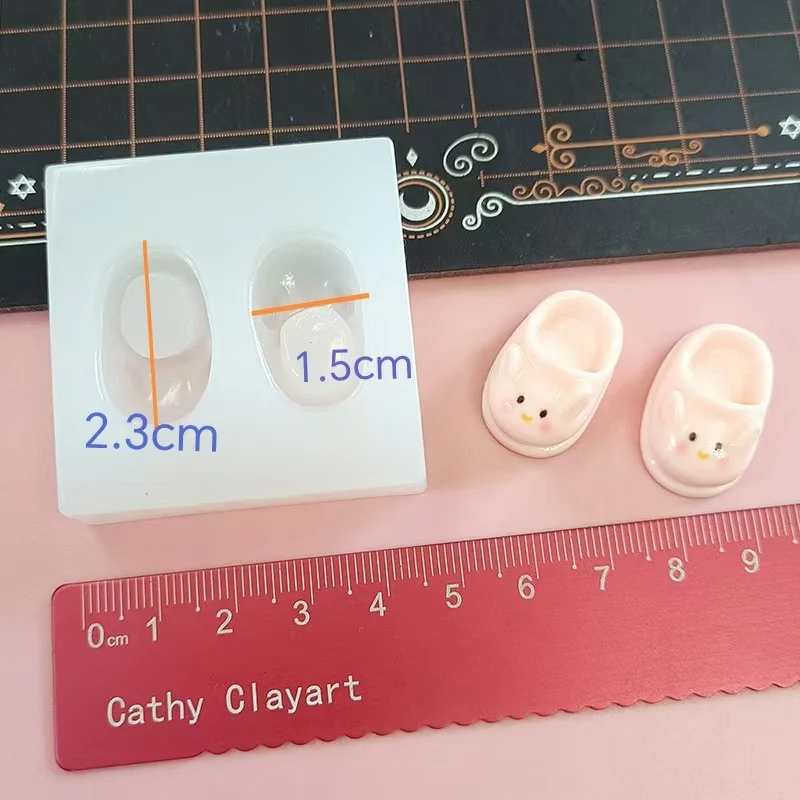 Mini süße Kaninchen Schuhe Silikonform Polymer weiche Keramik Ton Puppenschuhe Fasten DIY Formen