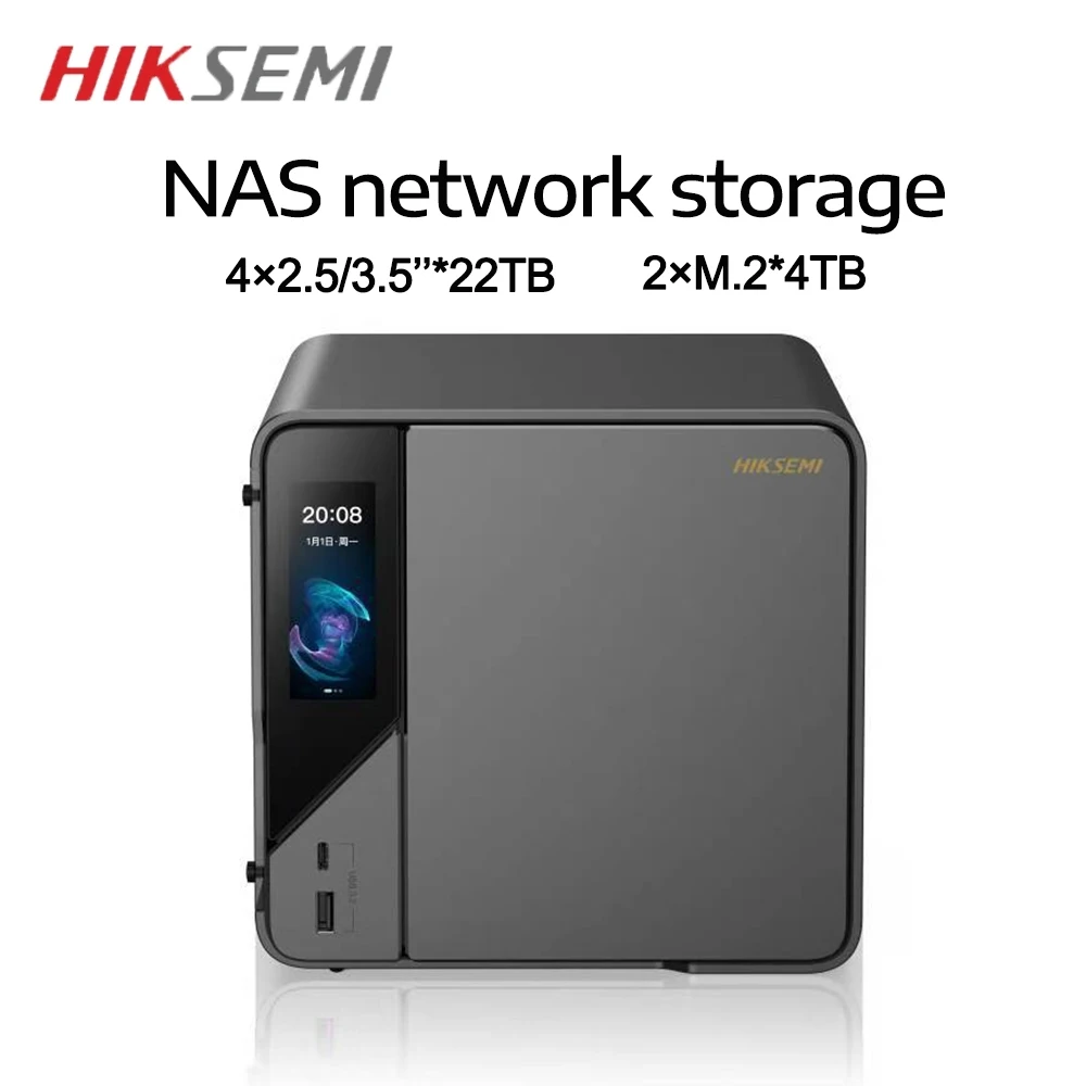 HIKSEMI NAS Network Attached Storage 4-Bay 3,5'' Zoll HDD Haushaltsaufbewahrung Zuhause mit Dual M.2 NVMe SSD-Gehäuse Automatische Backup Image