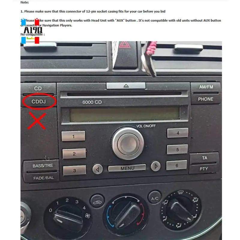 A19Q-Car Audio Bluetooth Kabel Adapter für Ford Fiesta Focus Mondeo Kuga Sony 6000CD Radio Musik Stream Image