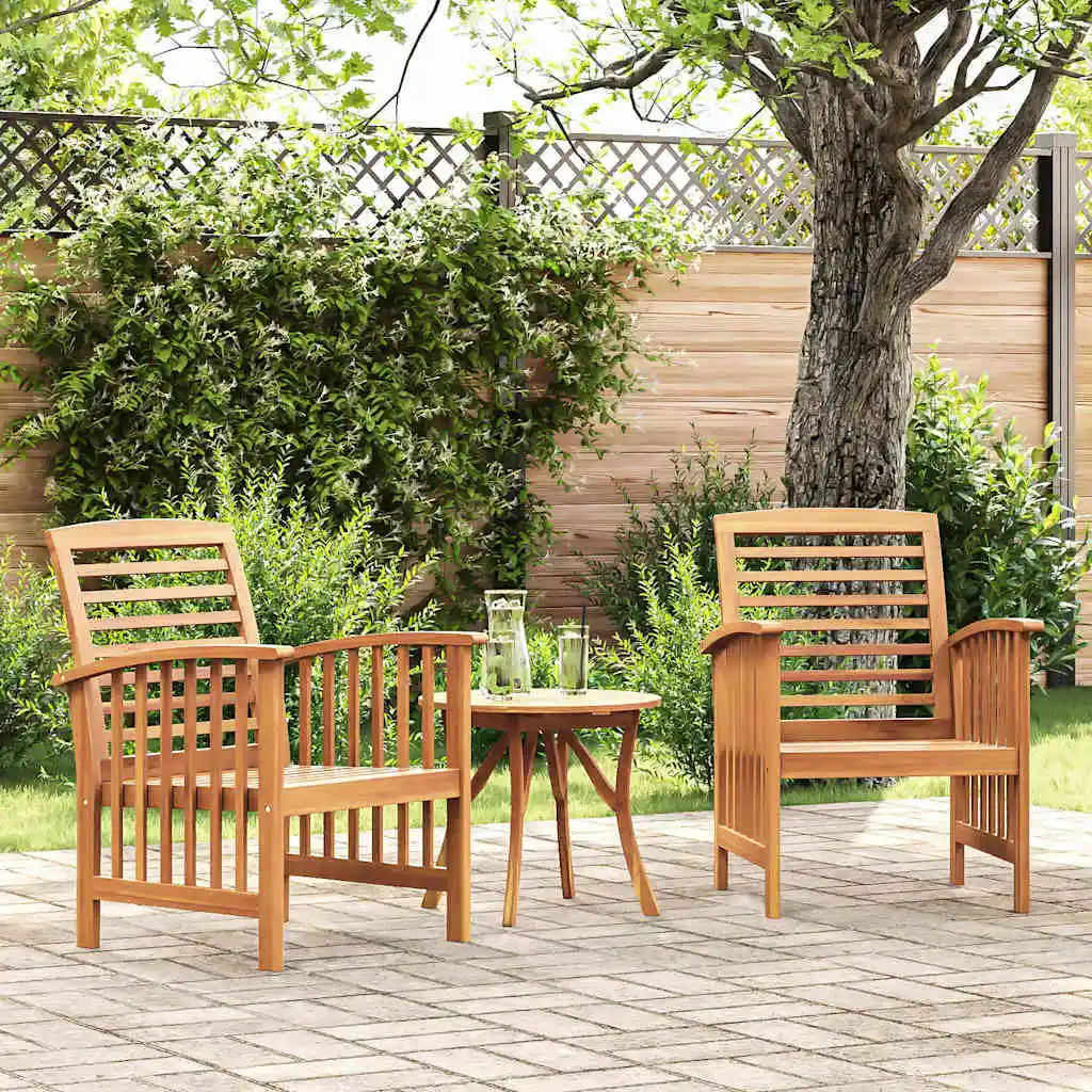 2er-Set Gartenstühle aus massivem Akazienholz, weiß, grau, für den Garten, Terrasse, Tisch, Gartenmöbel, Dekoration