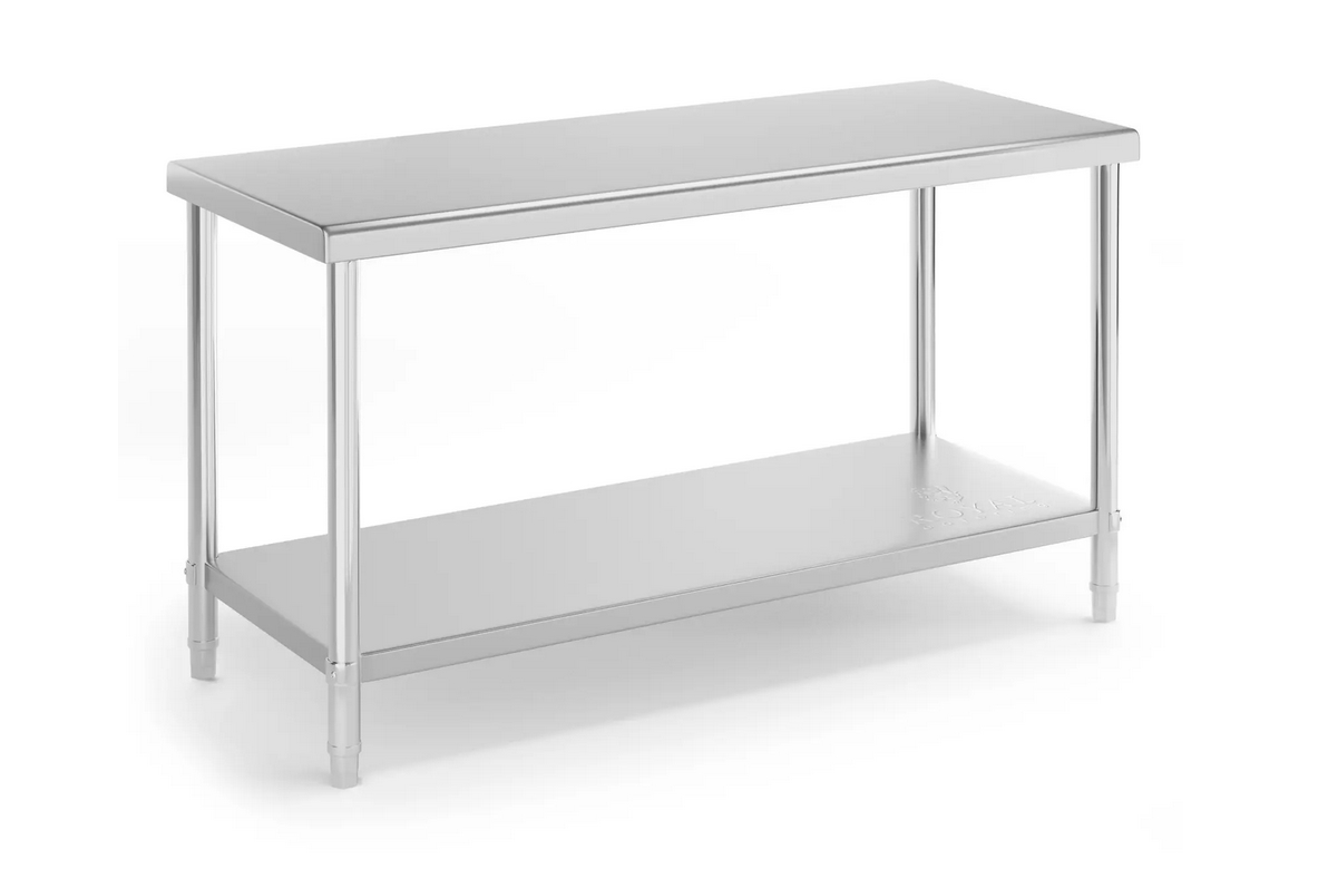 El fumi – Professioneller Edelstahl-Arbeitstisch mit 2 Ablagen, 1000 × 600 × 850 mm Image