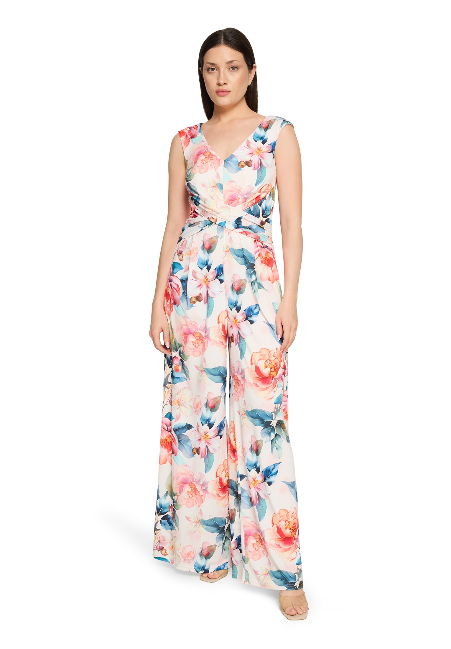 Overall VERA MONT "Damen mit Raffung", Damen, Gr. 46, Normalgrößen, rosé, rot, Jersey, Obermaterial: 95% Polyester, 5% Elasthan; Futter: 100% Polyester, tailliert, Overalls Overall