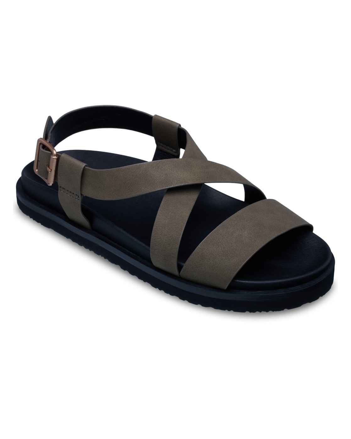 Sandale ROXY "Zaho Crossed", Damen, Gr. 7(37), oil grün, Obermaterial:Obermaterial: 95% synthetisches PU/5% Metall, Futter: 100% synthetisches PU, Laufsohle: 100% EVA;, Schuhe Sandale