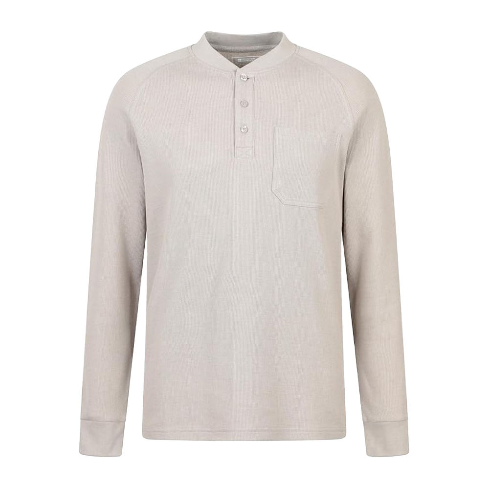 Mountain Warehouse - "Selby" T-Shirt für Herren, Henley-Kragen, Waffelstoff, Langärmlig (Dunkelbeige) Image