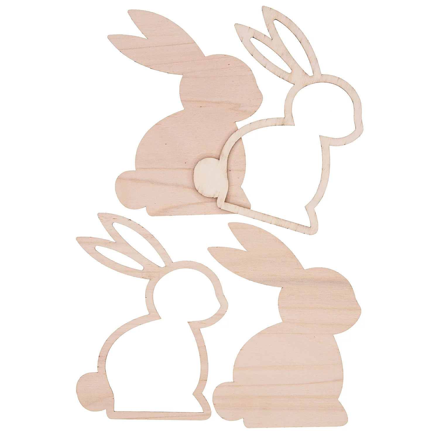 Hasen aus Holz mit Rahmen, 11 x 18 cm, 2 Stück Image