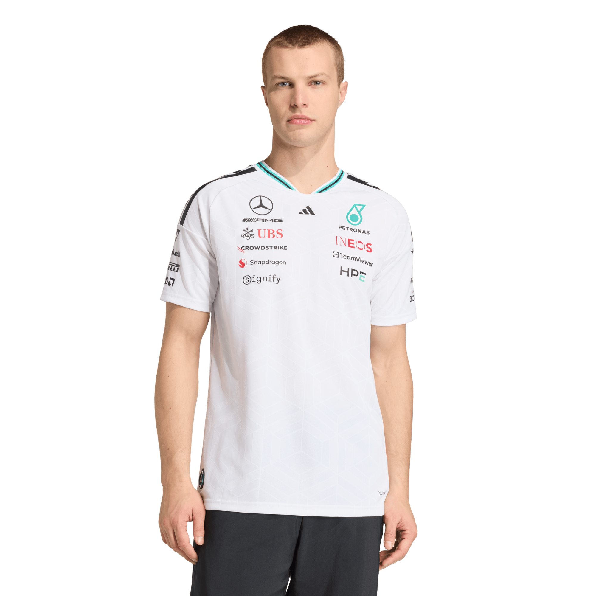 T-shirt pilote officiel Mercedes AMG Petronas adidas - Blanc - Homme Taille: L - F1 Store FR