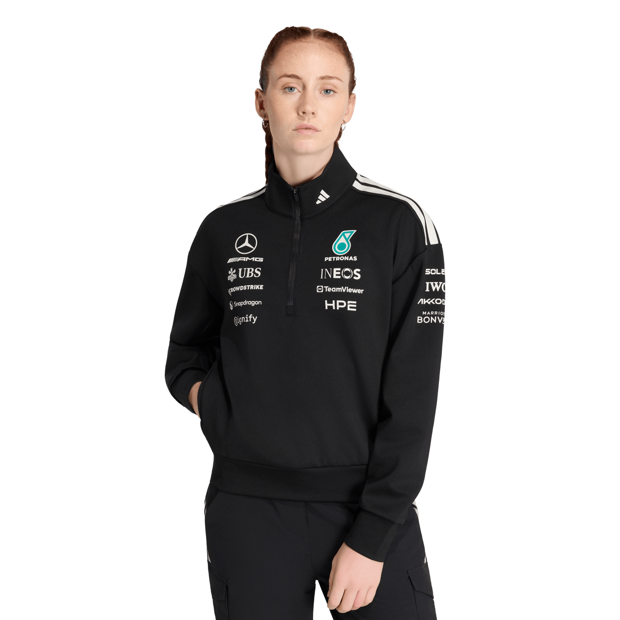 Mercedes AMG Petronas adidas F1 2026 Team 1/4 Zip – Schwarz – Damen