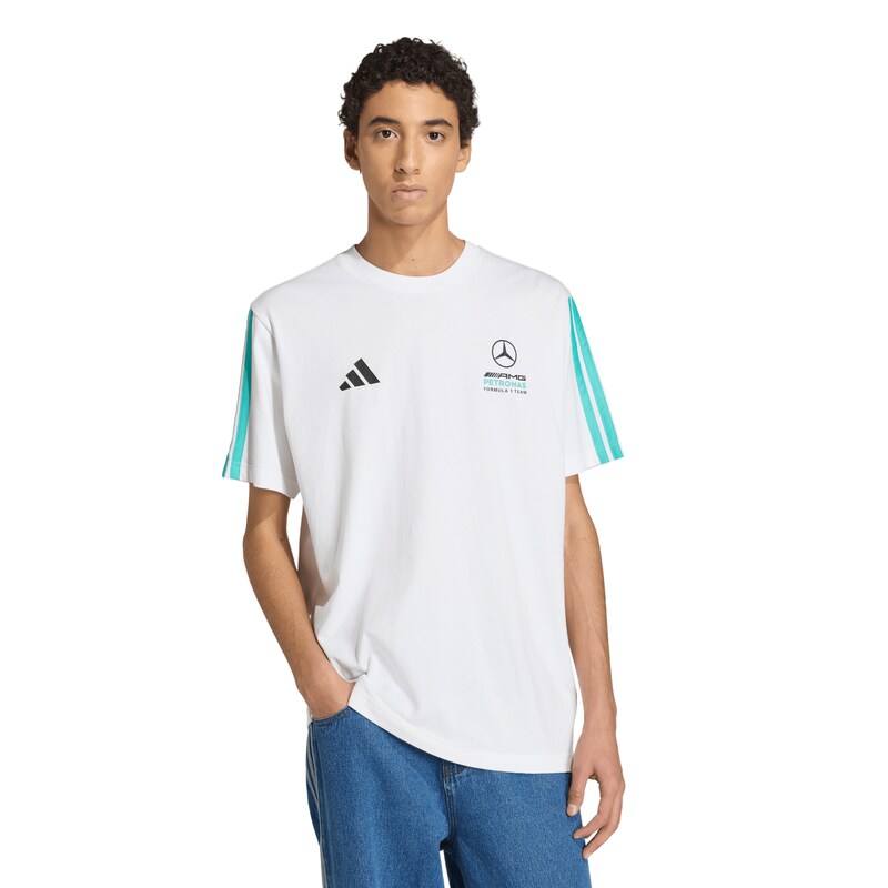 Mercedes AMG Petronas adidas F1 T-Shirt mit kleinem Logo – Weiß Image