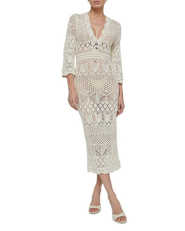 Dovie Mixed Pointelle Dress - White - L'Agence Dresses