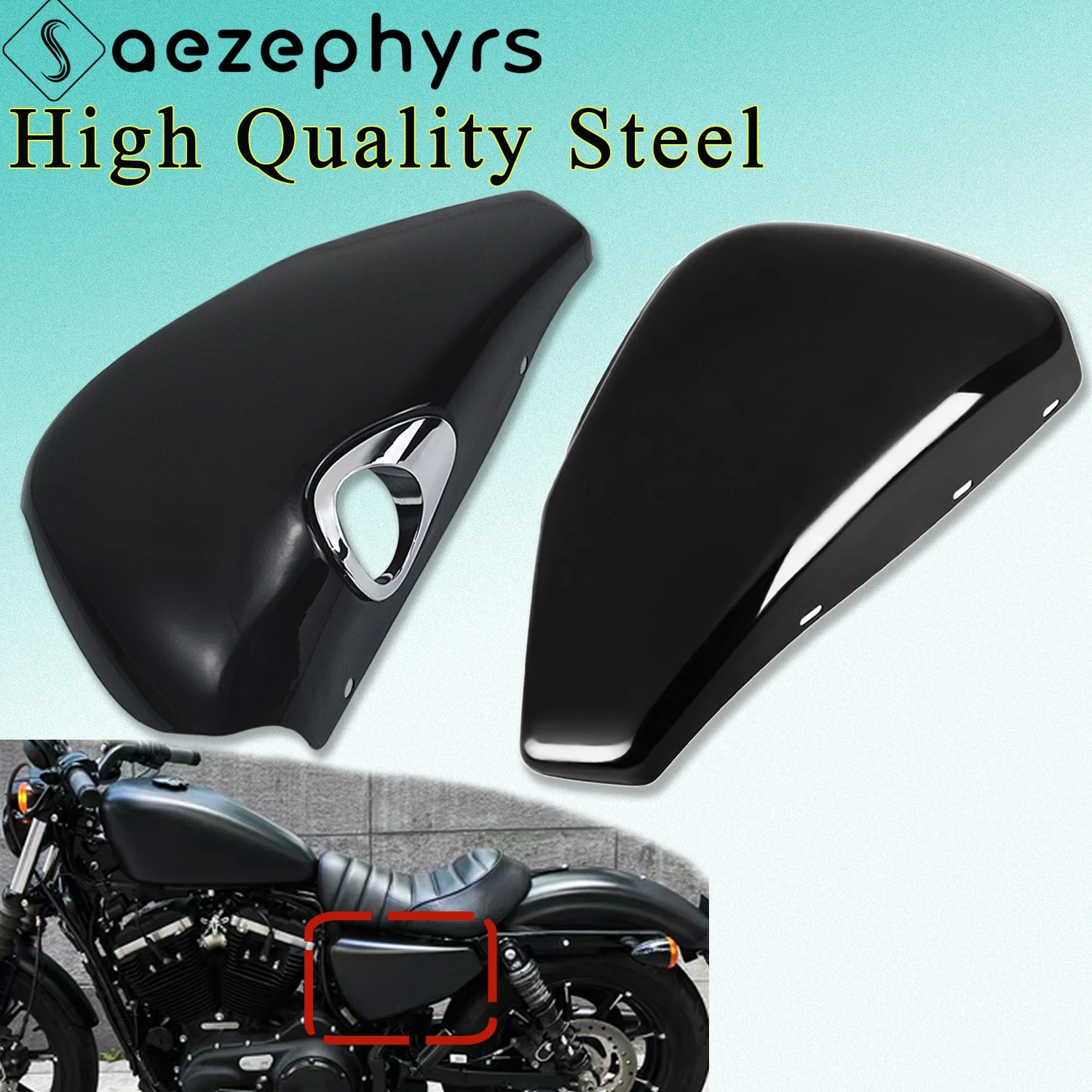 Copertura laterale per batteria moto sinistra destra in acciaio per Harley Sportster XL883 1200 Iron Forty Eight Roadster Low/SuperLow Seventy-Two Custom 2004-2013