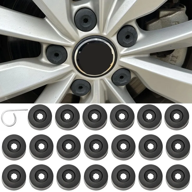 1 Satz schwarz/rot/gelb/grün/blau Innendurchmesser 17 mm sechseckige runde Schraube für Volkswagen Polo Magotan Passat Golf Reifen-Nabenkappe Image