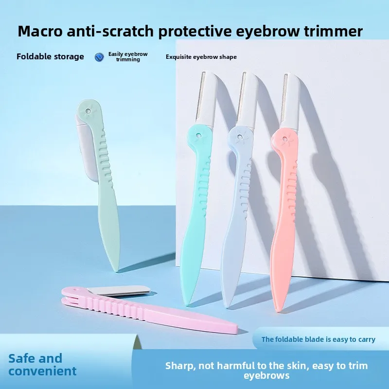 Klappbarer Makro-Augenbrauenschneider, netzförmiger Schutz, tragbarer Augenbrauenschaber, universeller Augenbrauenschaber für Damen, Beauty-Tool Image