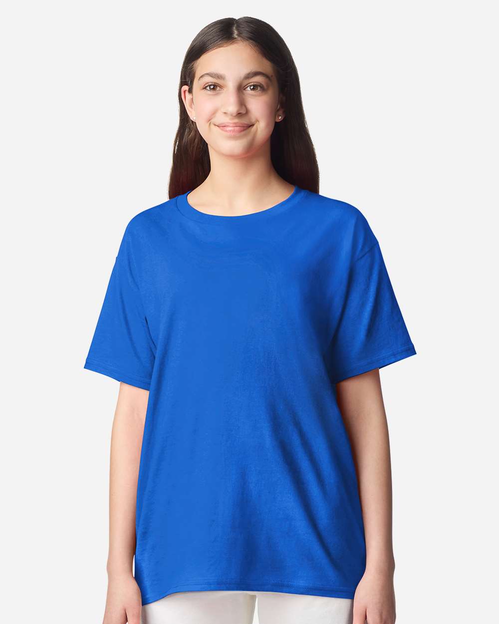 Gildan 3000B Youth Light Cotton T-Shirt in Royal Blue size Large