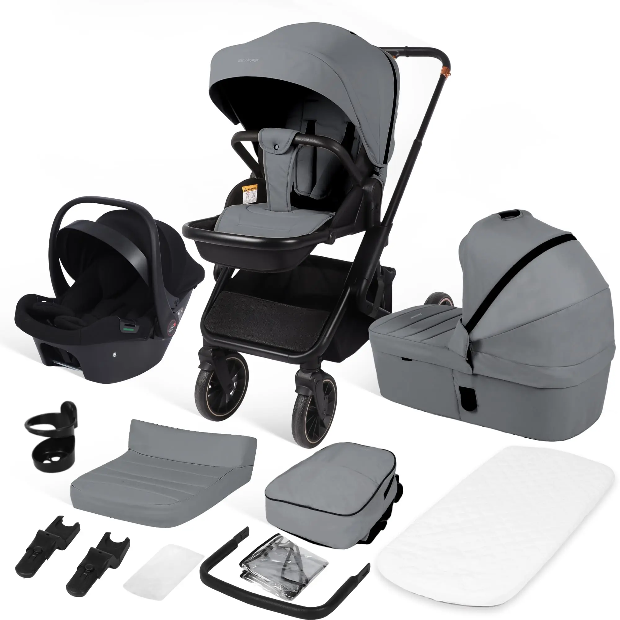 3-in-1 leichter, faltbarer Kinderwagen mit Autositz-Reisesystem EN1888, zertifizierter Kinderwagen-Umkehrsitz für Neugeborene