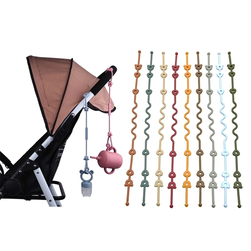 Baby-Schnullerkette mit Sicherheitsgurten, Silikon-Halterung, Kinderwagen- und Hochstuhl-Zubehör, Trinkbecherhalter-Gurt für Image