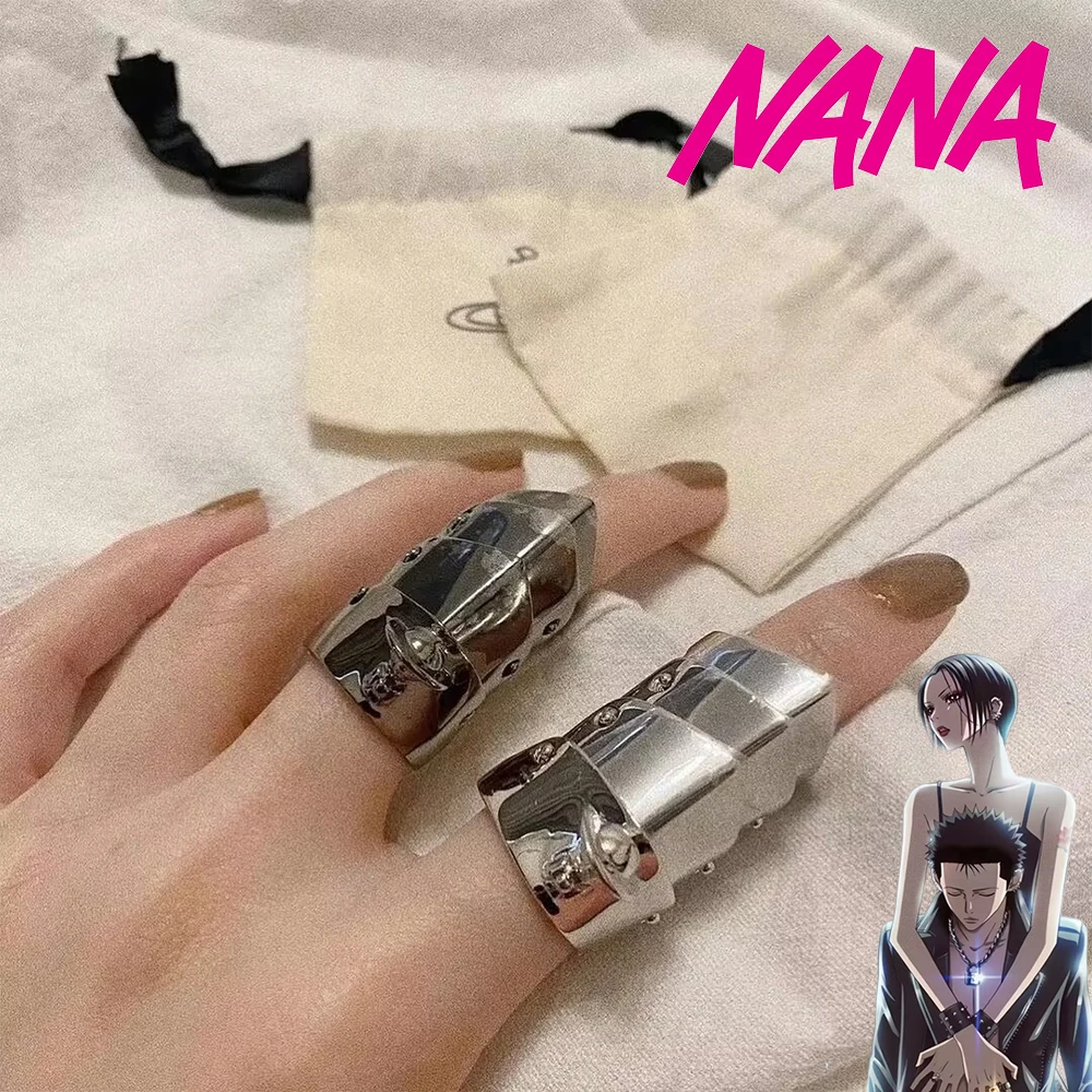 Anime Oosaki Nana Cosplay Metall-Ring-Rüstung Knöchel-Fingerringe Hip-Hop Silber Schwarz Party-Requisite