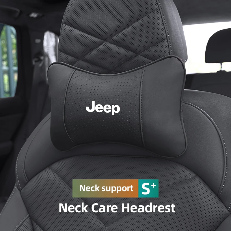Autositz Kopfstütze Auto Logo Nackenkissen für Jeep Wrangler Rubicon Renegade Compass Grand Cherokee Patriot Liberty Gladiator JK Image