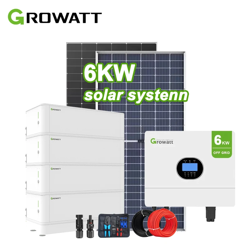 Growatt LONGI Off Grid Solar Kit Home Solar-Backup-System für Haus, Bauernhof, Wechselrichter, Batteriespeicher mit Solarmodulen Image