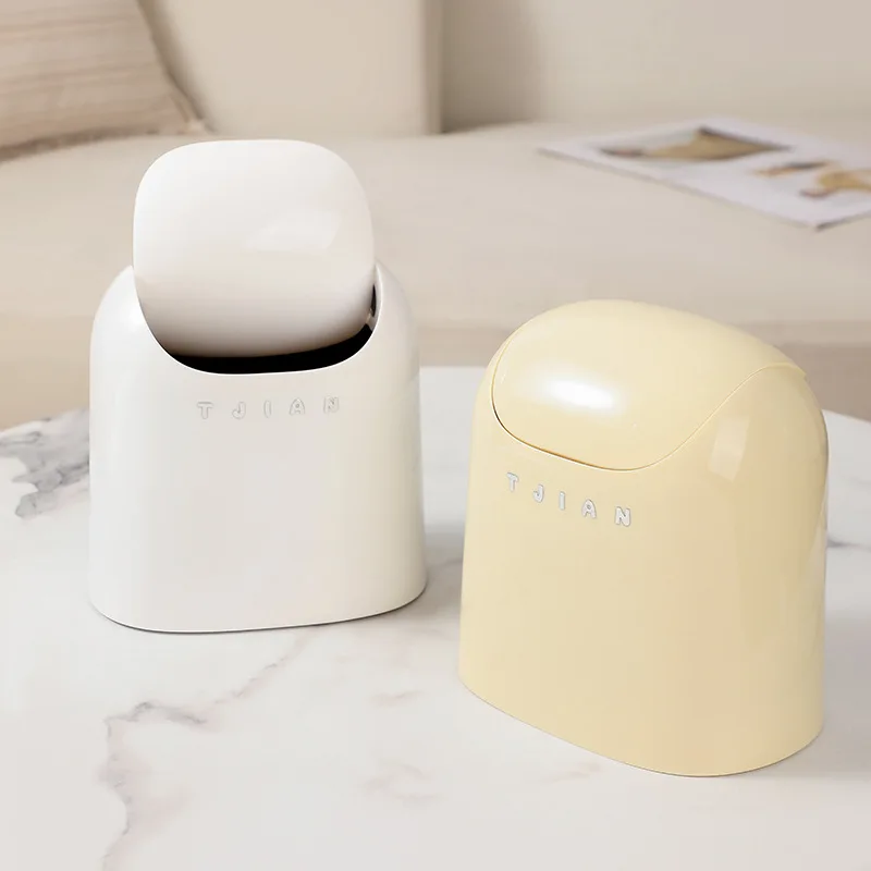 Mini-Desktop-Behälter, kleiner Mülleimer, Rohr mit Abdeckung, Schlafzimmer-Mülleimer, Mülleimer, Reinigen, Arbeitsplatz, Aufbewahrungsbox, Schreibtisch, kleiner Mülleimer