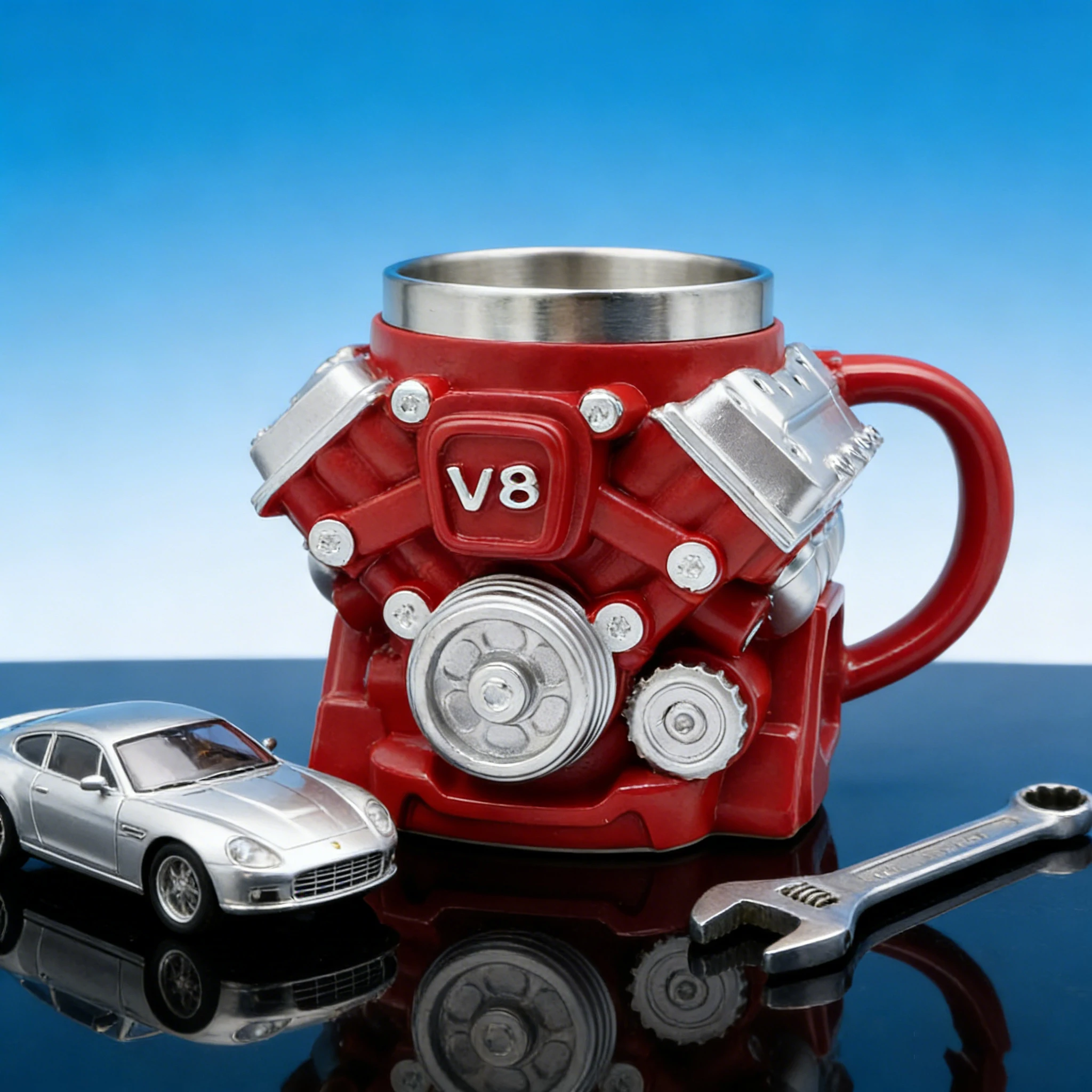 V6 V8 Harz Motorförmige Wasser Tasse Für Vielseitige Getränke Halter Kaffee Tee Wein Tassen Becher Dekoration Image