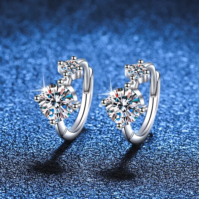 18K Platinum Diamond PT950 Platinum Temperament Simple Earrings Moissanite Fashion Earrings D Color Women's Earrings