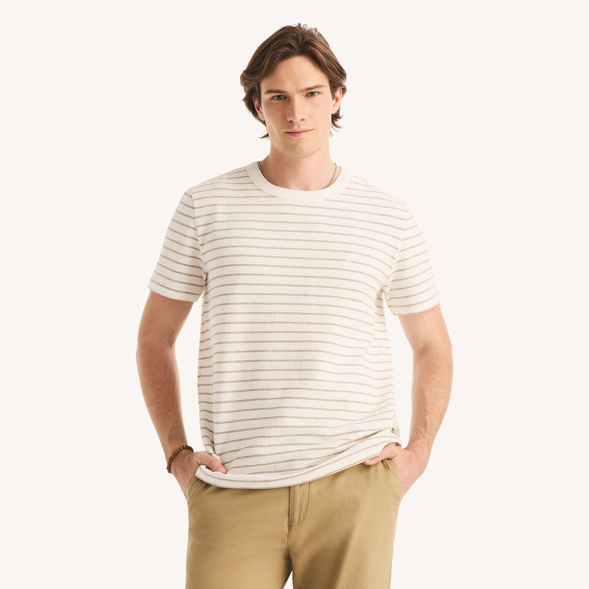 Nautica Men's Seersucker Crewneck T-Shirt 134 (Sail White), M