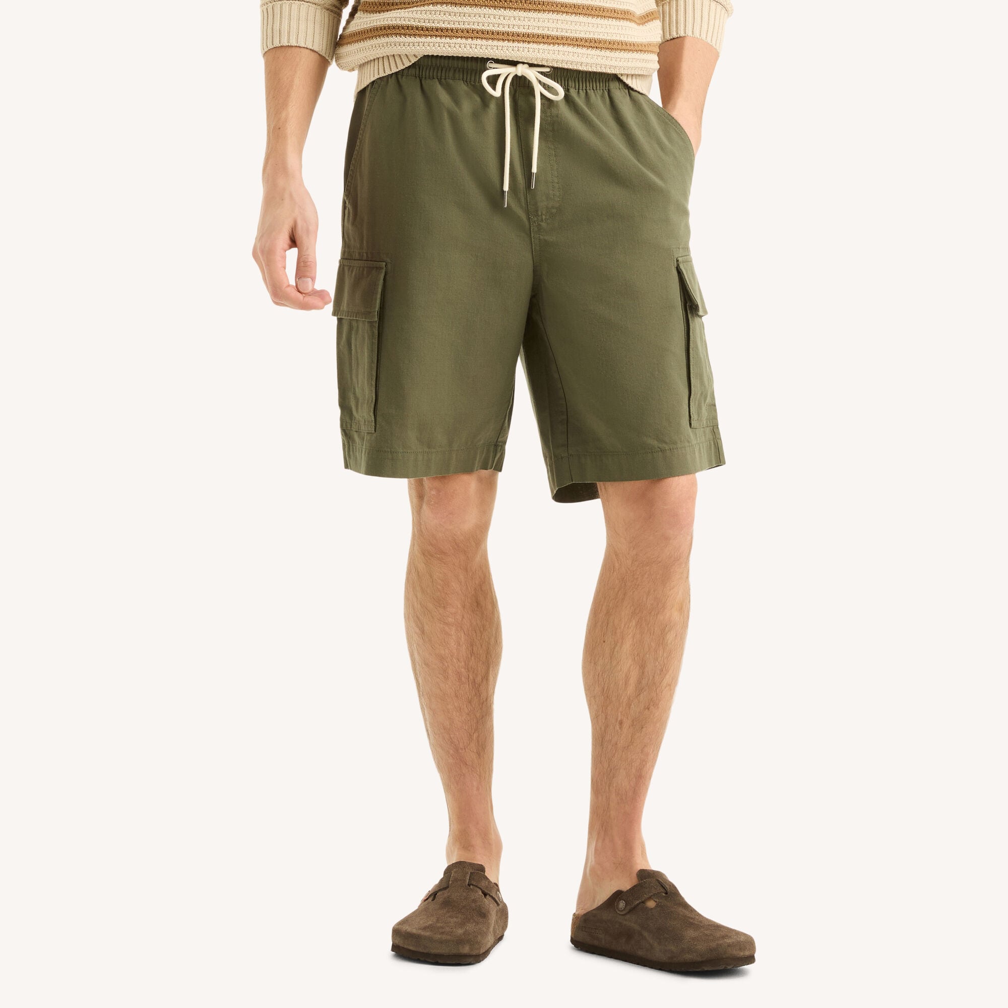 Nautica Men's 9.5" Chambray Pull-On Cargo Short 375 (Cargo Green), L