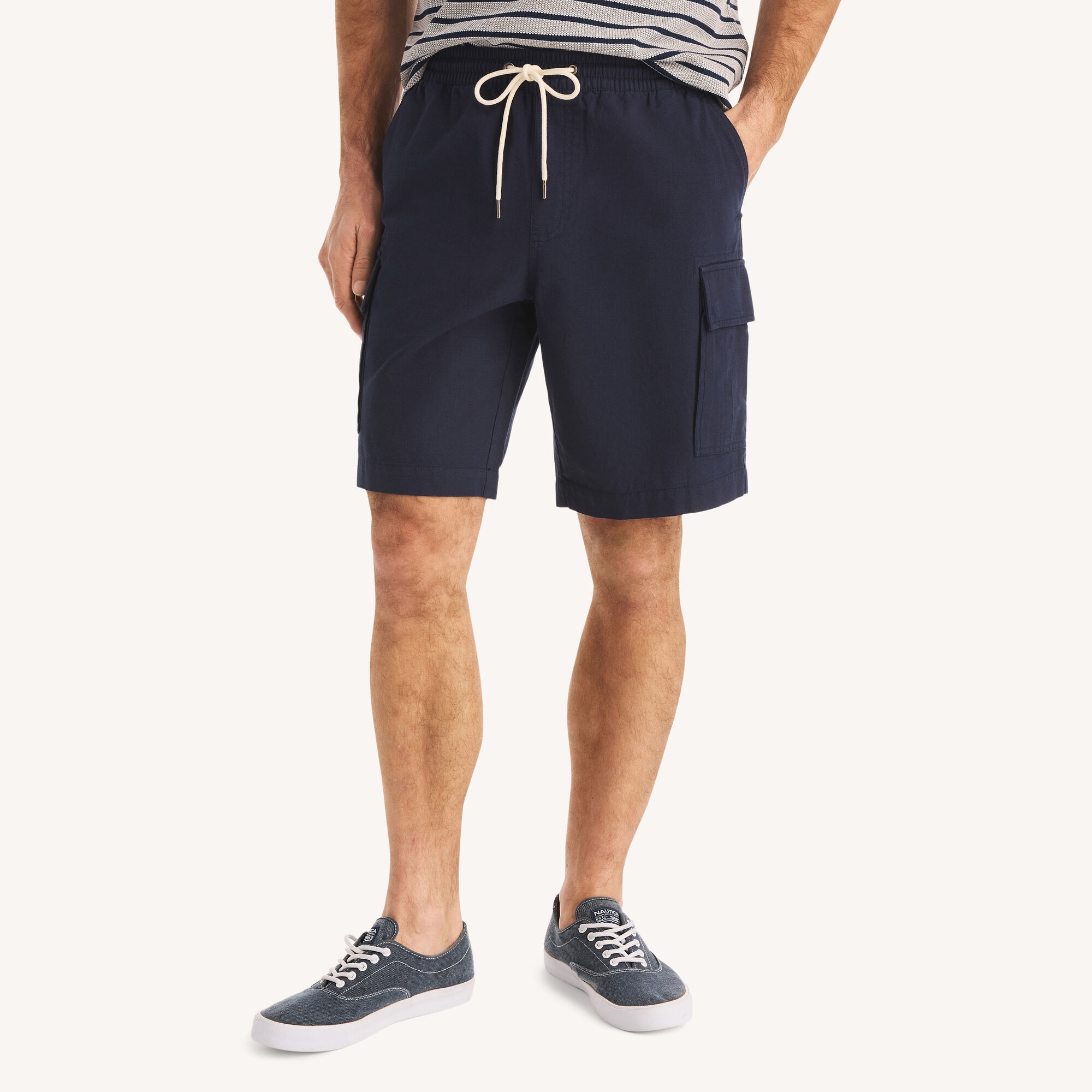 Nautica Men's 9.5" Chambray Pull-On Cargo Short 482 (Stellar Blue Heather), M