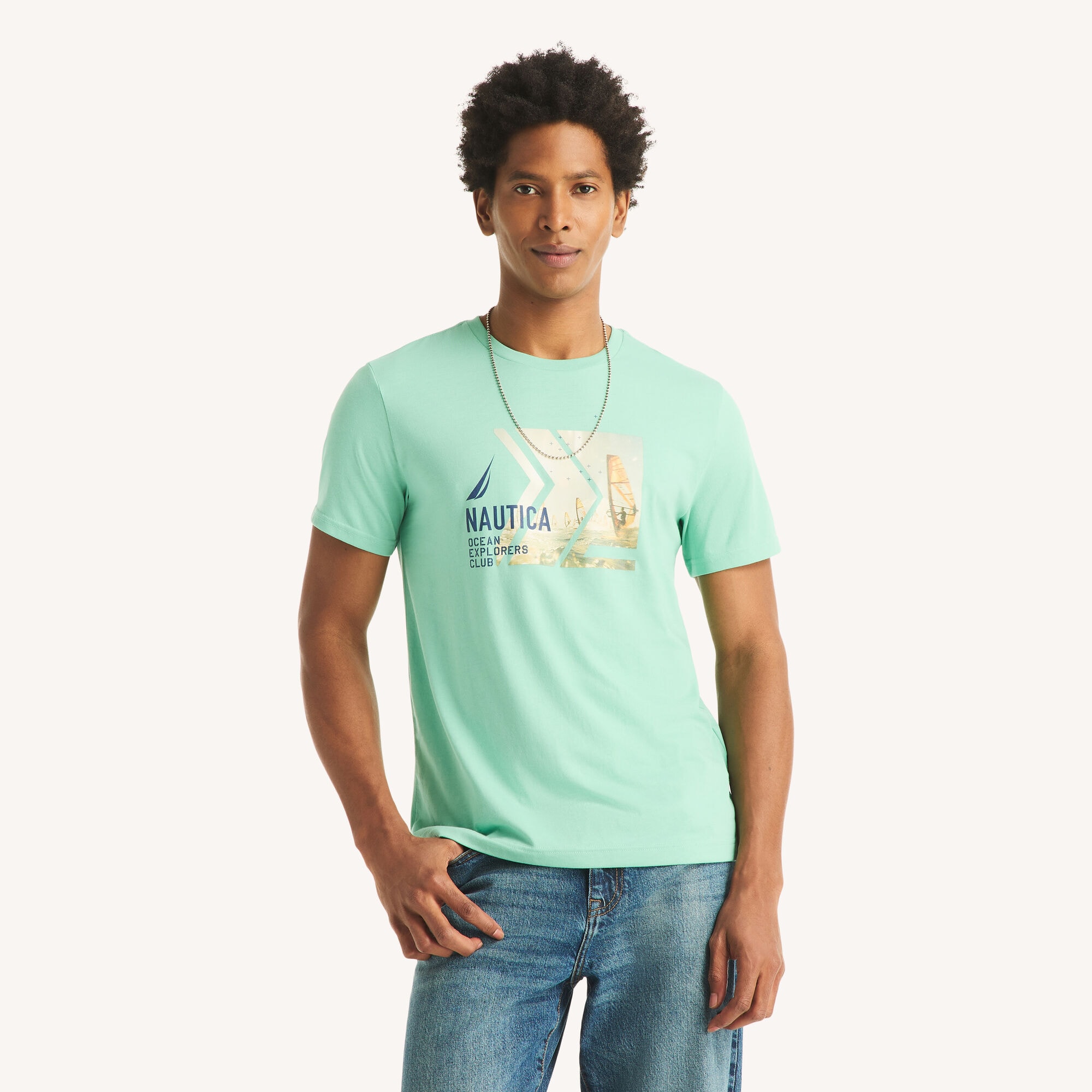 Nautica Men's Ocean Explorers Club Graphic T-Shirt 344 (Dusty Neptune), M