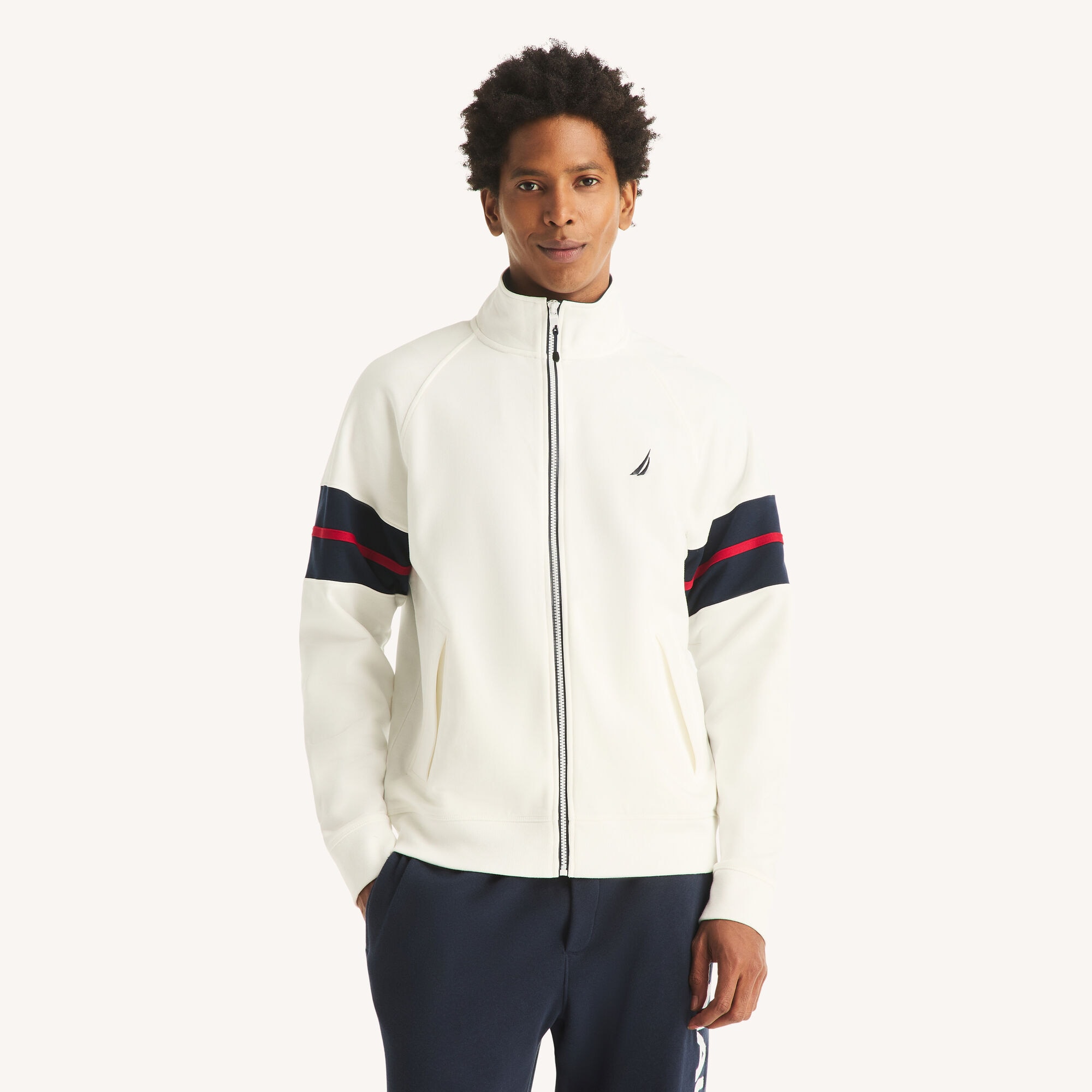 Nautica Men's Colorblock Raglan Sleeve Jacket 134 (Sail White), 3XL