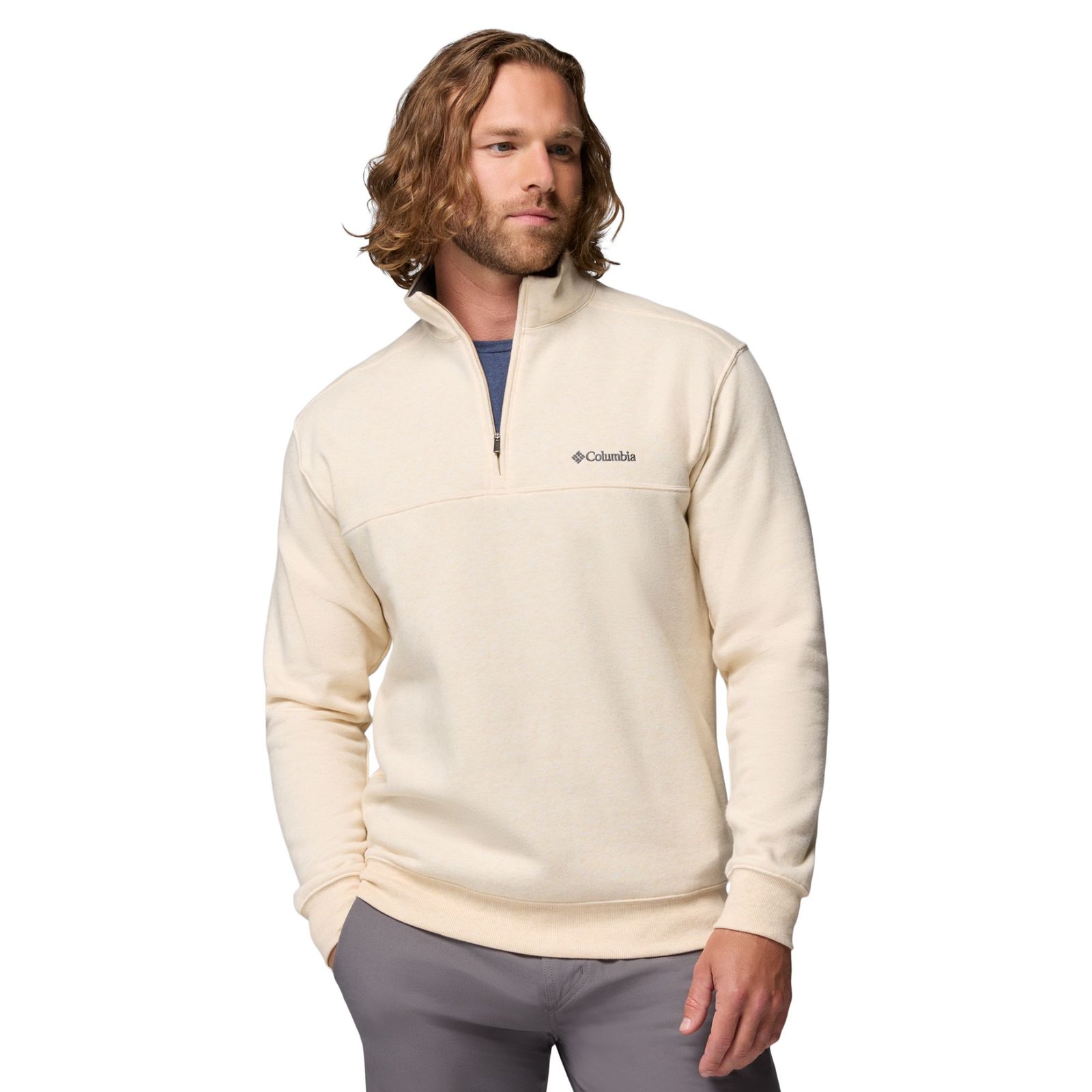 Columbia Men's Hart Mountain II Half Zip (Size XXL) Oatmeal Heather, Cotton,Polyester
