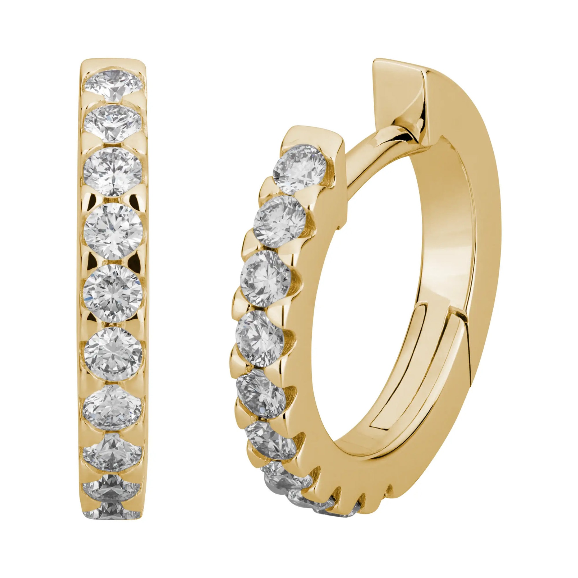 Paar Creolen LYOMI "585/-Gelbgold 20 synth. Diam. 0,47ct.", gelb, weiß, Ohrringe, Damen, one-size, 0,47 VS = sehr kleine Einschlüsse, Gold