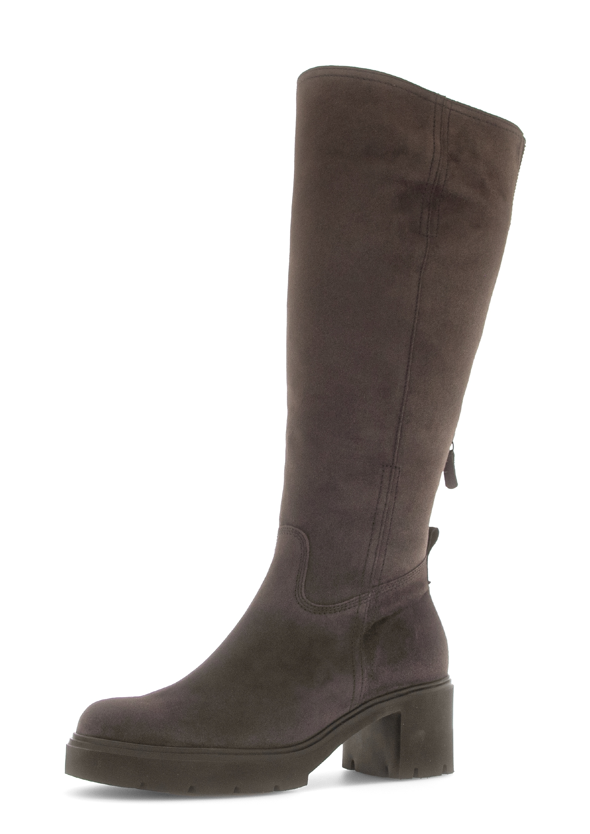Winterstiefel GABOR, Damen, Gr. 41, Normalschaft, braun dunkel, Textil, Veloursleder, unifarben, Schuhe Winterstiefel, Blockabsatz, Langschaftstiefel in Bequemweite G (= weit)
