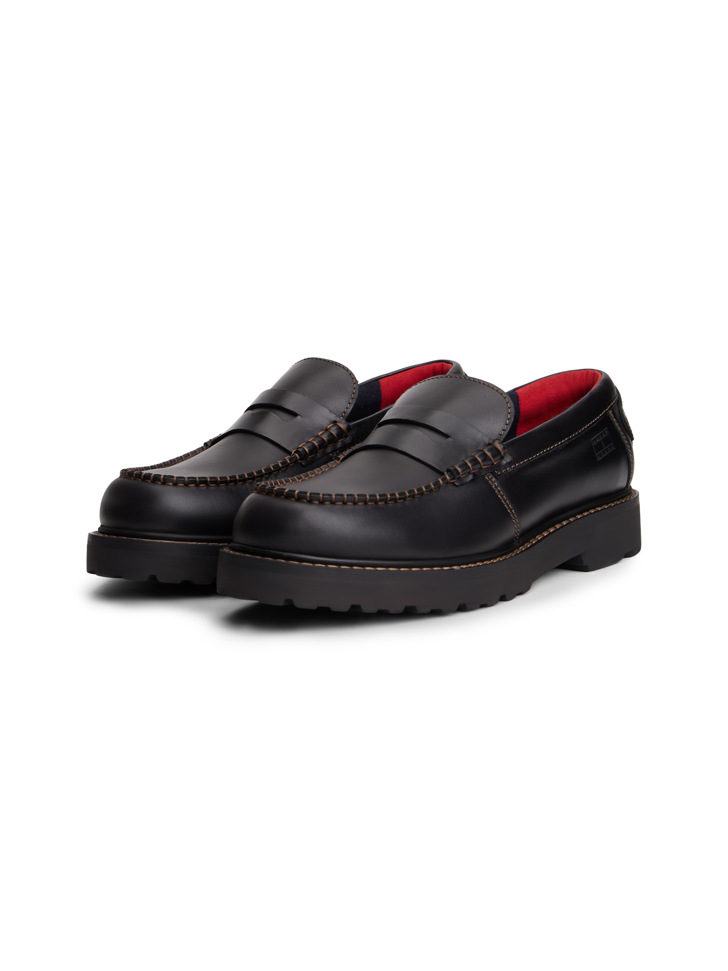 Loafer TOMMY JEANS "ARCHIVE '01 LOAFER", Damen, Gr. 42, schwarz, Glattleder, Schuhe Loafer, Blockabsatz, Businessschuh, Slipper in schmaler Form