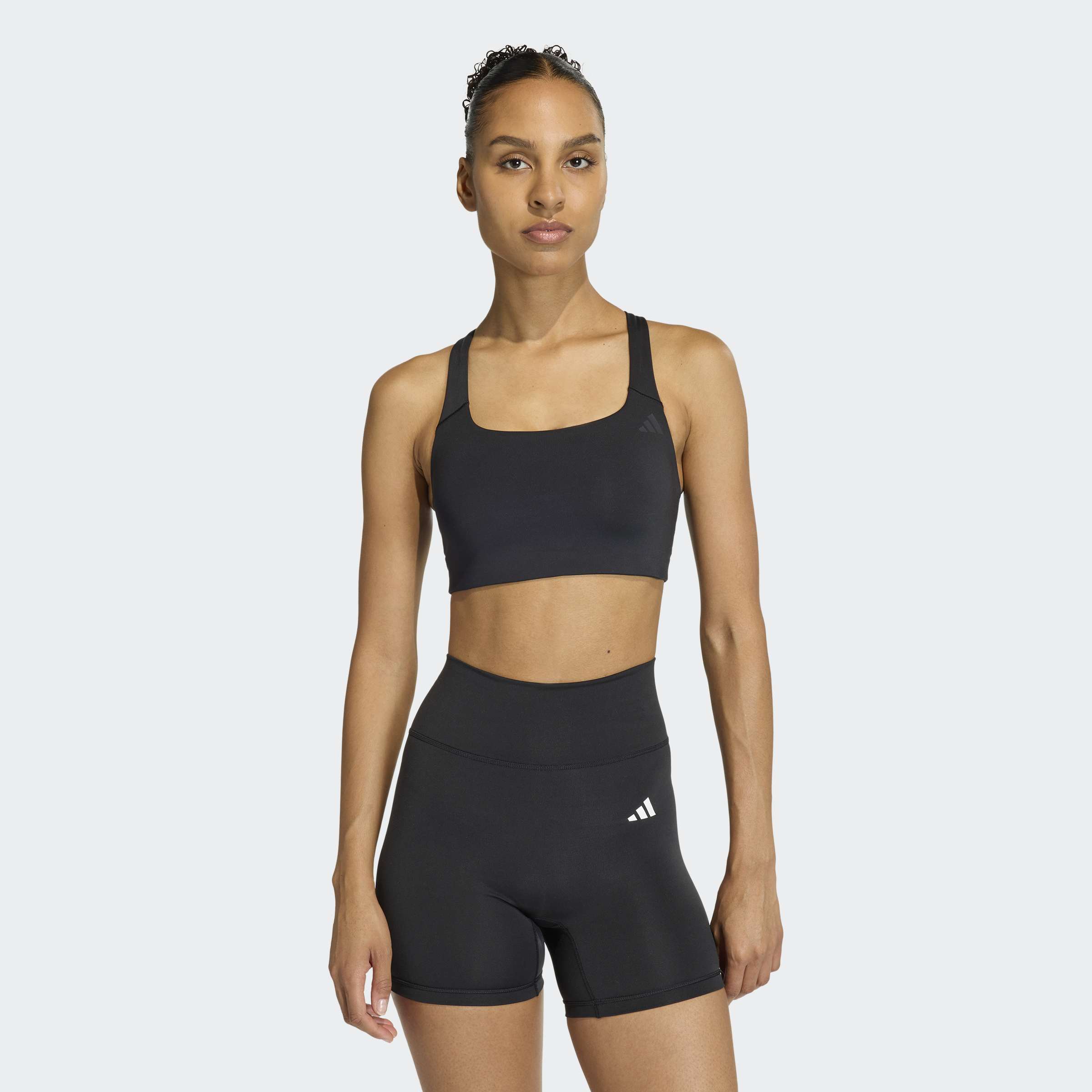 Sport-BH ADIDAS PERFORMANCE "OPT MS BRA", Damen, Gr. L, N-Gr, schwarz, Obermaterial: 79% Polyester, 21% Elasthan, BHs Sport-BH