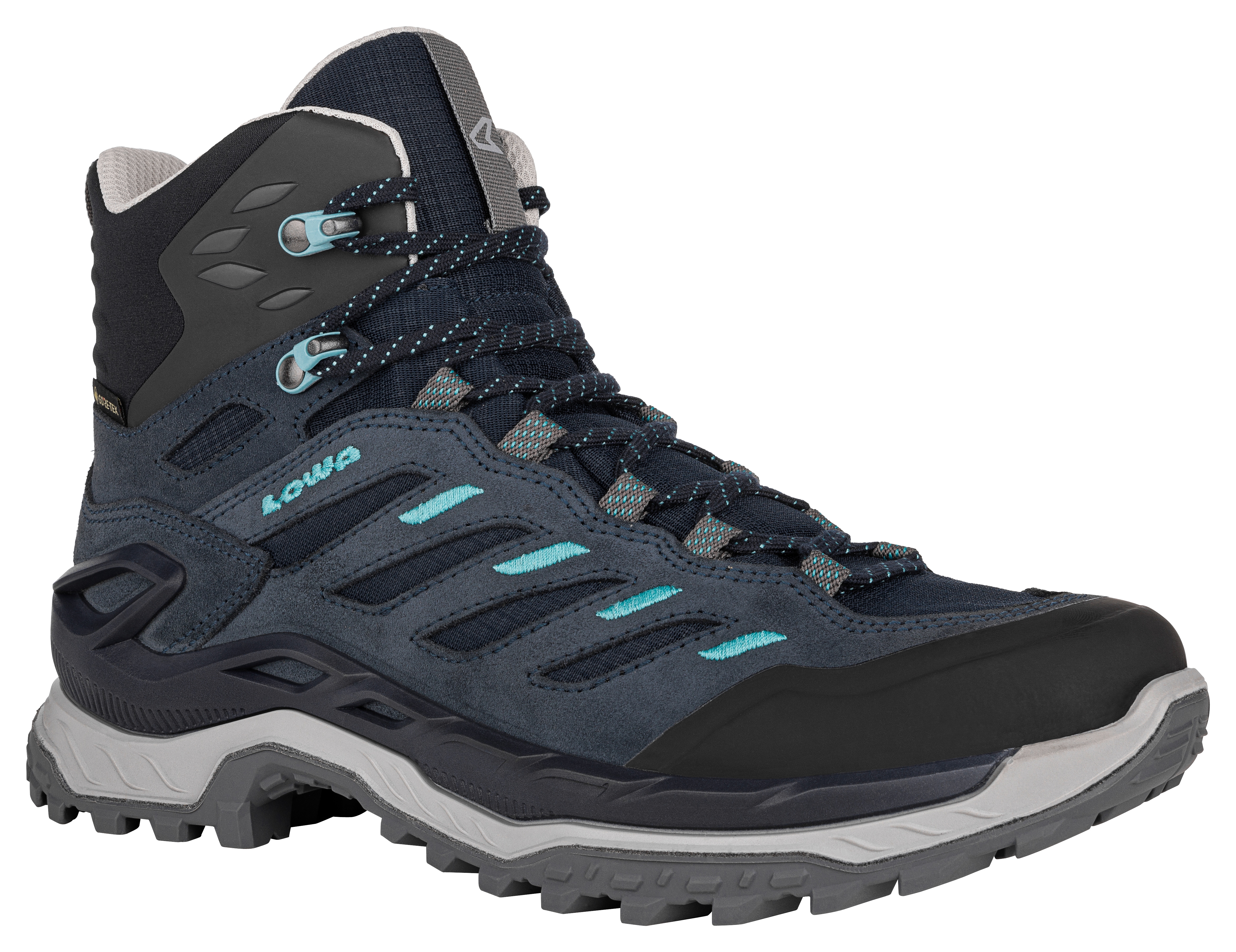 Wanderschuh LOWA "INNOVO GORE-TEX MID WS", Damen, Gr. 37,5, blau (navy, arktis), Leder, Textil, Schuhe Wanderschuh, wasserdicht