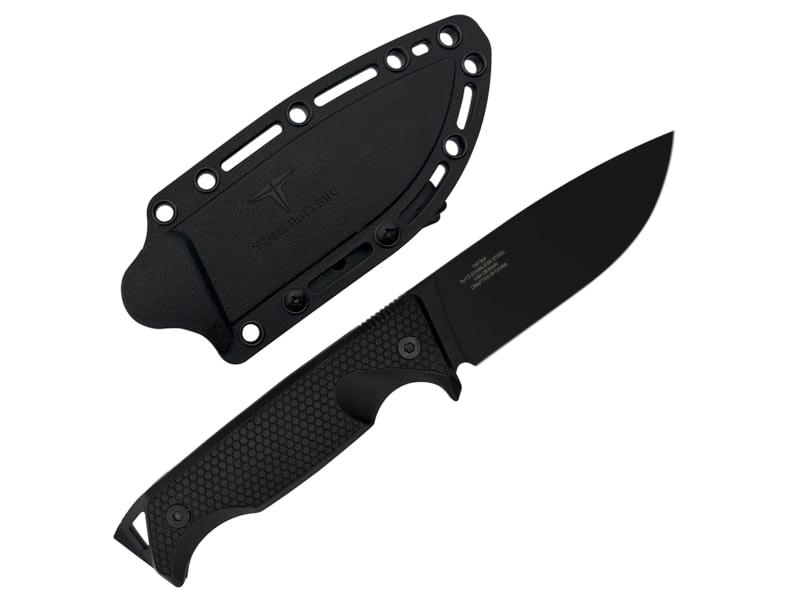 Takumitak Easy Night Fixed Blade Knife 4.25in 3cr13 Blade Drop Point Blade Fiberglass Reinforced Nylon Black TKF304-CS