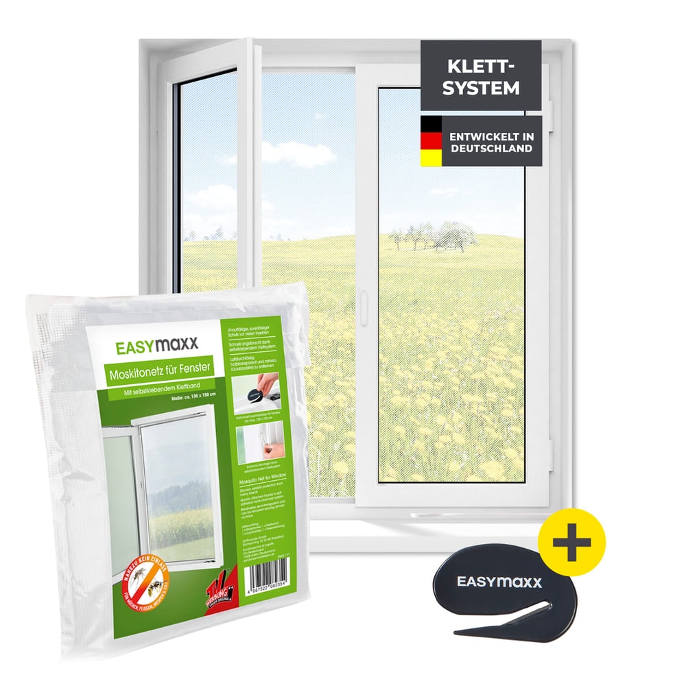 EASYmaxx Insect Protect Insektenschutzgitter - für Fenster bis 130x150cm - Klett Image