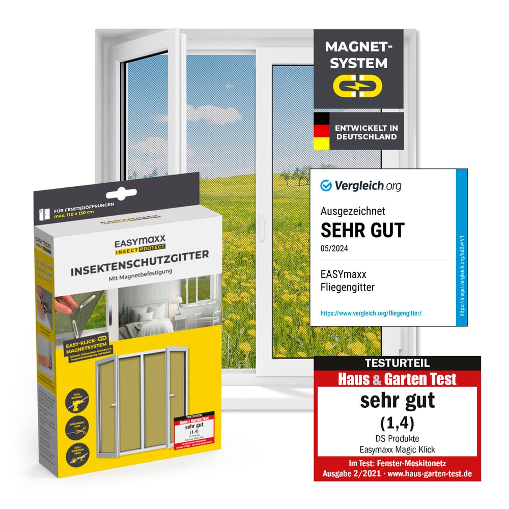 EASYmaxx Insect Protect Insektenschutzgitter mit Magnet - Fenster bis 110x130cm Image