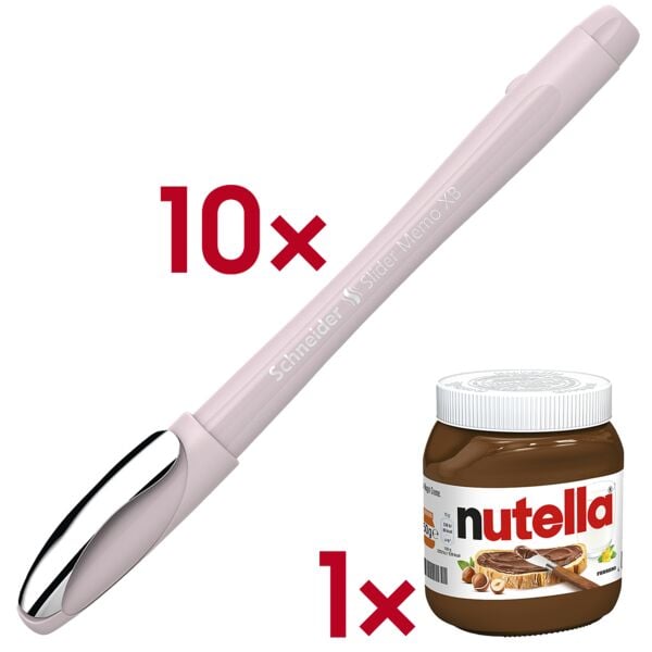 Schneider 10x Kugelschreiber »Slider Memo XB« 1502 inkl. Nougatcreme »nutella« 450g Pearl Image