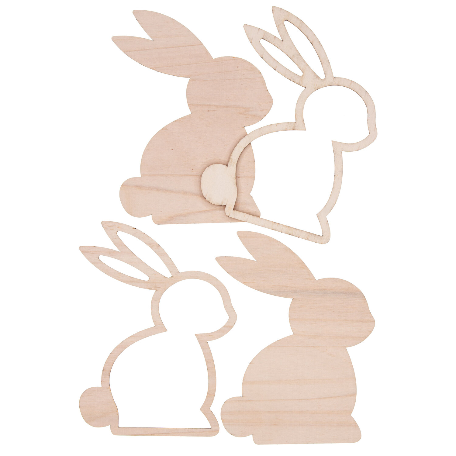 Lapins en bois avec cadre, 11 x 18 cm, 2 pièces