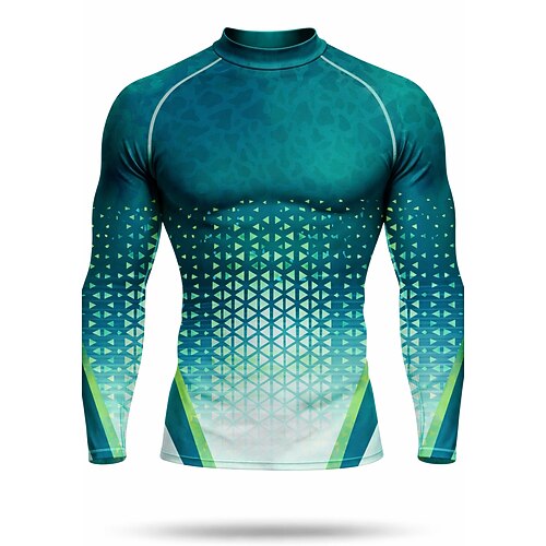 Herren Anti UV Shirt T-Shirt zum Schwimmen Geometrisch Farbverlauf UPF50 UV Schutz Schnelltrocknend Langarm Bademode Schutz gegen Hautausschlag Surfen Kanufahren Strand Sommer Image