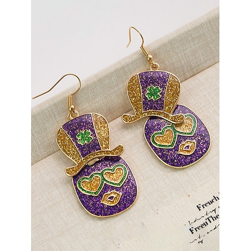 Ohrringe im Mardi-Gras-Stil für Damen – aus einer Legierung, verschiedene Designs erhältlich, perfekt für Mardi-Gras-Feierlichkeiten und -Feste. Image